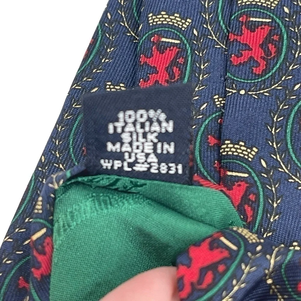 Tommy Hilfiger Mens Necktie Tie Forest Green Red Flags Stars Striped